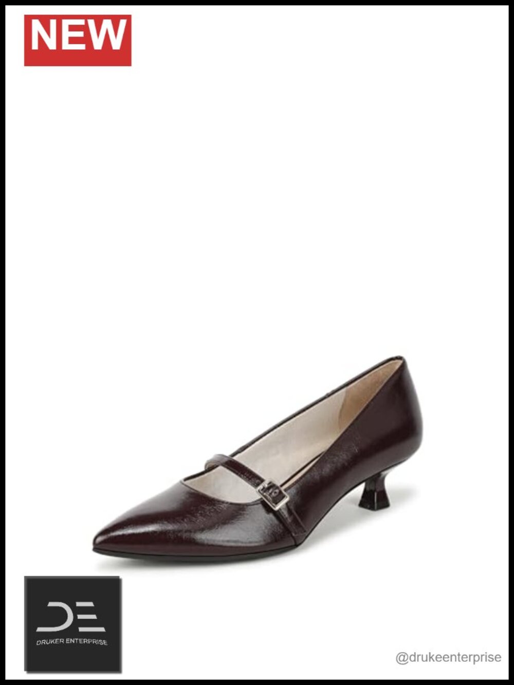 Women's Mary Jane Kitten Heels, Faux Leather Pumps with Soft System Comfort,